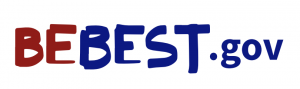 the url for bebest.gov with "be best" written in the child-like "font" and "gov" in a regular sans-serif font. 