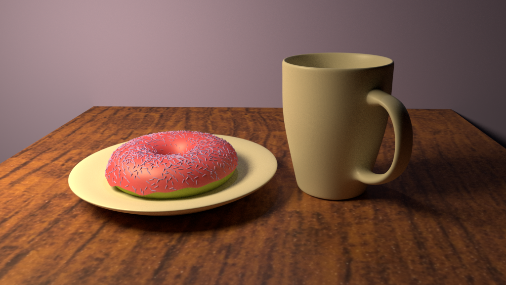 doughnut and coffee, created in Blender