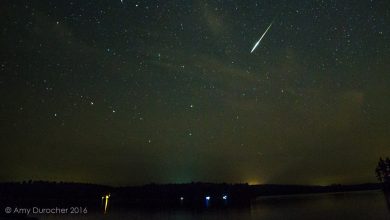 meteor streaking through the sky